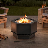 Sunjoy Vulcan Extra Tall Hexagon Smokeless Fire Pit 28" - Delta Pattern, view 2