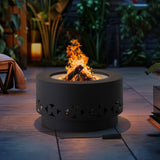 Sunjoy Vulcan Extra Tall Round Smokeless Fire Pit 28", Delta Pattern - Black, view 2