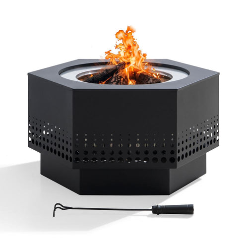 Sunjoy Vulcan Hexagon Smokeless Fire Pit 28" - Pixel Pattern