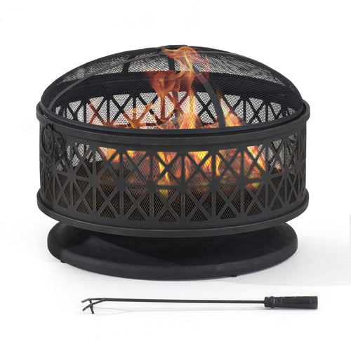 Sunjoy Round Wood-Burning Steel Fire Pit 30''
