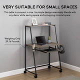 Sunjoy 33'' Simplistic Mobile Computer Desk with Lockable Wheels, Cup Holder and Headset Hook, view 5