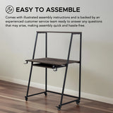Sunjoy 33'' Simplistic Mobile Computer Desk with Lockable Wheels, Cup Holder and Headset Hook, view 6