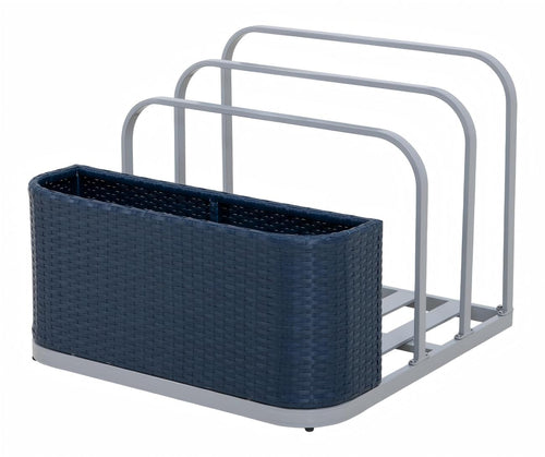 Sunjoy Oversized Rust-proof Wicker Pool Organizer 35'' - Navy