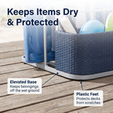 Sunjoy Oversized Rust-proof Wicker Pool Organizer 35'' - Navy, view 5