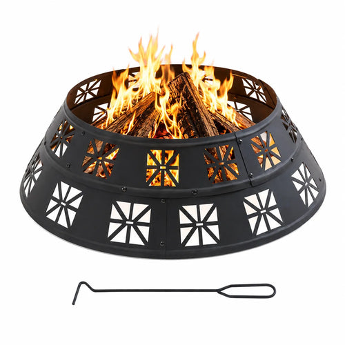 Sunjoy Shelton Steel Wood Burning Fire Pit Ring 36''