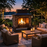 Sunjoy Canyon Stone Wood Burning Fireplace 42" - Matte Black Steel, view 2