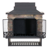 Sunjoy Canyon Stone Wood Burning Fireplace 42" - Matte Black Steel, view 3
