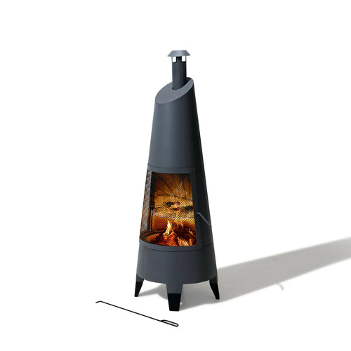 Sunjoy 2-in-1 Chiminea Fire Pit & Grill 57" - Gray