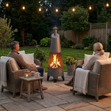 Sunjoy 2-in-1 Chiminea Fire Pit & Grill 57" - Gray, view 2