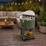 Sunjoy Oasis Rolling Patio Ice Chest Cart 60 Qt with Storage Shelf - Mint Green, view 2