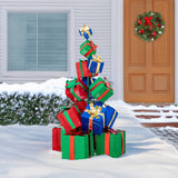 Sunjoy Christmas Lighted Stacked Gift Box with LED Lights 63'', view 2