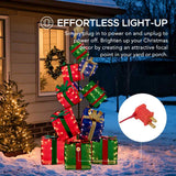 Sunjoy Christmas Lighted Stacked Gift Box with LED Lights 63'', view 3