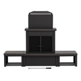 Sunjoy Nordic Modern Wood Burning Fireplace with Log Holders 76" - Brown, view 3