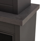 Sunjoy Nordic Modern Wood Burning Fireplace with Log Holders 76" - Brown, view 4
