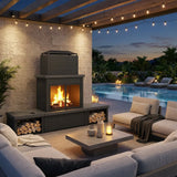 Sunjoy Nordic Modern Wood Burning Fireplace with Log Holders 76" - Dark Gray, view 2