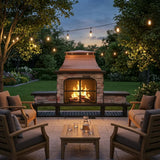 Sunjoy Canyon Stone Wood Burning Fireplace with Log Holders 82" - Antique Copper, view 2