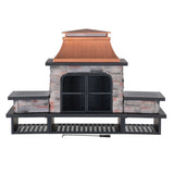 Sunjoy Canyon Stone Wood Burning Fireplace with Log Holders 82" - Antique Copper, view 3