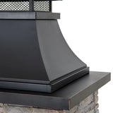 Sunjoy Canyon Stone Wood Burning Fireplace with Log Holders 82" - Black, view 4