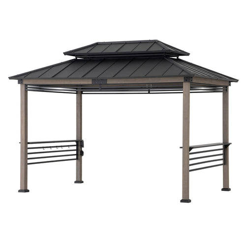 Sunjoy Pro-Grill Extra-Tall Grill Gazebo with Outlets & Screens – Black, 8x12
