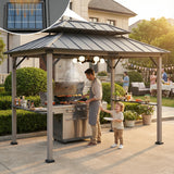 Sunjoy Pro-Grill Extra-Tall Grill Gazebo with Solar Panel - Black, 8x12, view 2