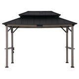 Sunjoy Pro-Grill Extra-Tall Grill Gazebo with Solar Panel - Black, 8x12, view 4