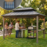 Sunjoy Pro-Grill Extra-Tall Grill Gazebo with Solar Panel & Screens – Black, 8x12, view 2