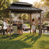 Sunjoy Pro-Grill Extra-Tall Grill Gazebo with Outlets & Screens – Brown, 8x12, view 2