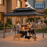 Sunjoy Pro-Grill Extra-Tall Grill Gazebo with Solar Panel & Screens – Brown, 8x12, view 2
