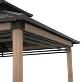 Sunjoy Pro-Grill Extra-Tall Grill Gazebo with Solar Panel & Screens – Brown, 8x12, view 5