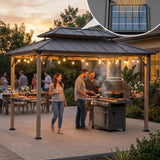 Sunjoy Pro-Grill Extra-Tall Grill Gazebo with Solar Panel - Brown, 8x12, view 2