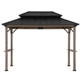 Sunjoy Pro-Grill Extra-Tall Grill Gazebo with Solar Panel - Brown, 8x12, view 4