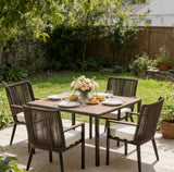 Sunjoy allen + roth Ashford 5 -Piece Brown Wicker Patio Dining Set Steel Square Table with 4 Cream Cushions Stationary Chairs, view 2