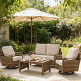 Sunjoy allen + roth Dorsey 4 -Piece Rattan Patio Sofa Conversation Set with Cream Cushions, view 2