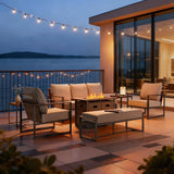 Sunjoy allen + roth Dorsey 7 -Piece Rattan Patio Sofa Conversation Set with Cream Cushions, view 3