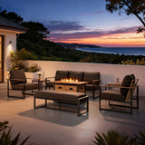 Sunjoy allen + roth Dorsey 7 -Piece Rattan Patio Sofa Conversation Set with Gray Cushions, view 2