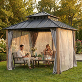 Sunjoy Kingston Aluminum Gazebo - Natural Woodgrain, 10x10, view 2