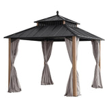 Sunjoy Kingston Aluminum Gazebo - Natural Woodgrain, 10x10, view 4