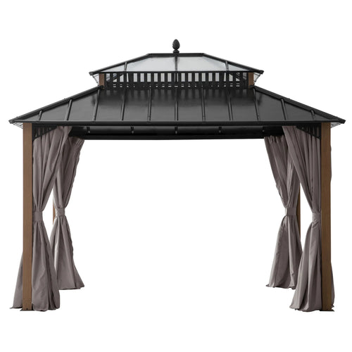Sunjoy Kingston Horizon PC-Vent Gazebo - Natural Woodgrain, 12x10