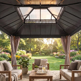 Sunjoy Kingston Horizon PC-Vent Gazebo - Natural Woodgrain, 12x10, view 3