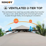 Sunjoy BBQ 2-Tier Grill Canopy, 8x5 - Beige & Black, view 6
