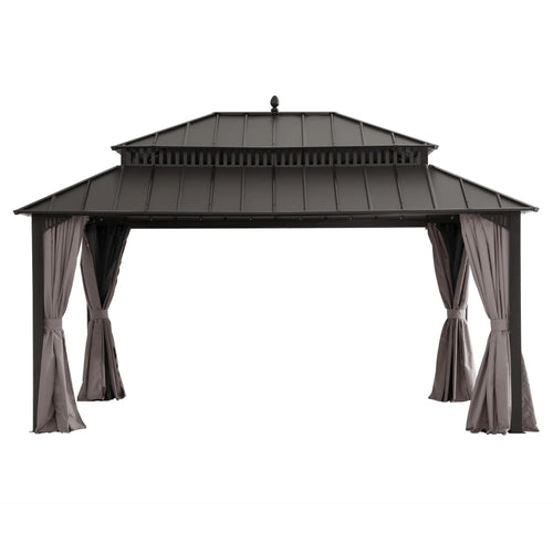 Sunjoy Kingston Aluminum Gazebo - Espresso Brown, 12x16