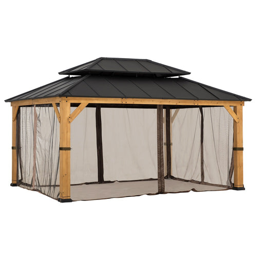 Sunjoy Mosquito Netting Gazebo Netting for 12 ft. x 16 ft. Large Size Gazebo - Brown