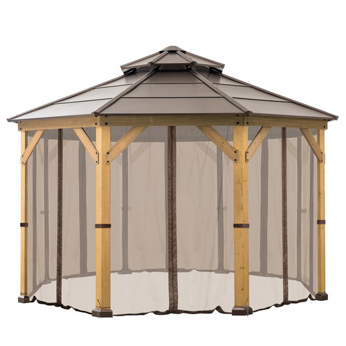 Sunjoy Mosquito Netting for 13 ft. x 13 ft. Octagon Hardtop Gazebo - Brown