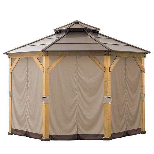 Sunjoy Polyester Gazebo Curtain for 13 ft. x 13 ft. Octagon Hardtop Gazebo - Brown