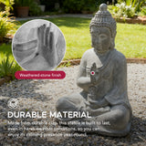 Sunjoy Serenity Blessing Buddha Statue 20" – Weathered Stone Gray, view 3