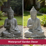 Sunjoy Serenity Blessing Buddha Statue 20" – Weathered Stone Gray, view 4