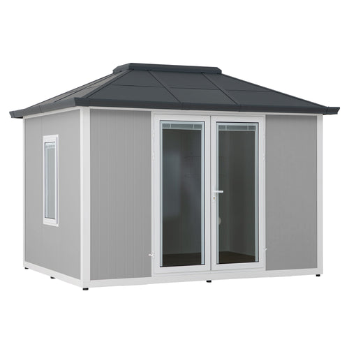 Sunjoy Esquire Beyond Shed Outdoor Room, 10x12.5 - Tan / Gray