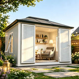 Sunjoy Esquire Beyond Shed Outdoor Room, 10x12.5 - Tan / Gray, view 2