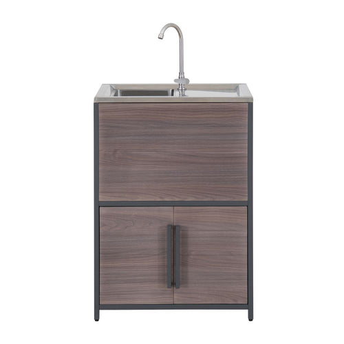 Sunjoy Fleetwood Stainless Steel Outdoor Sink with Woodgrain Finish