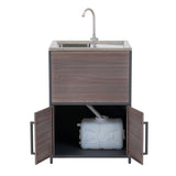 Sunjoy Fleetwood Stainless Steel Outdoor Sink with Woodgrain Finish, view 3